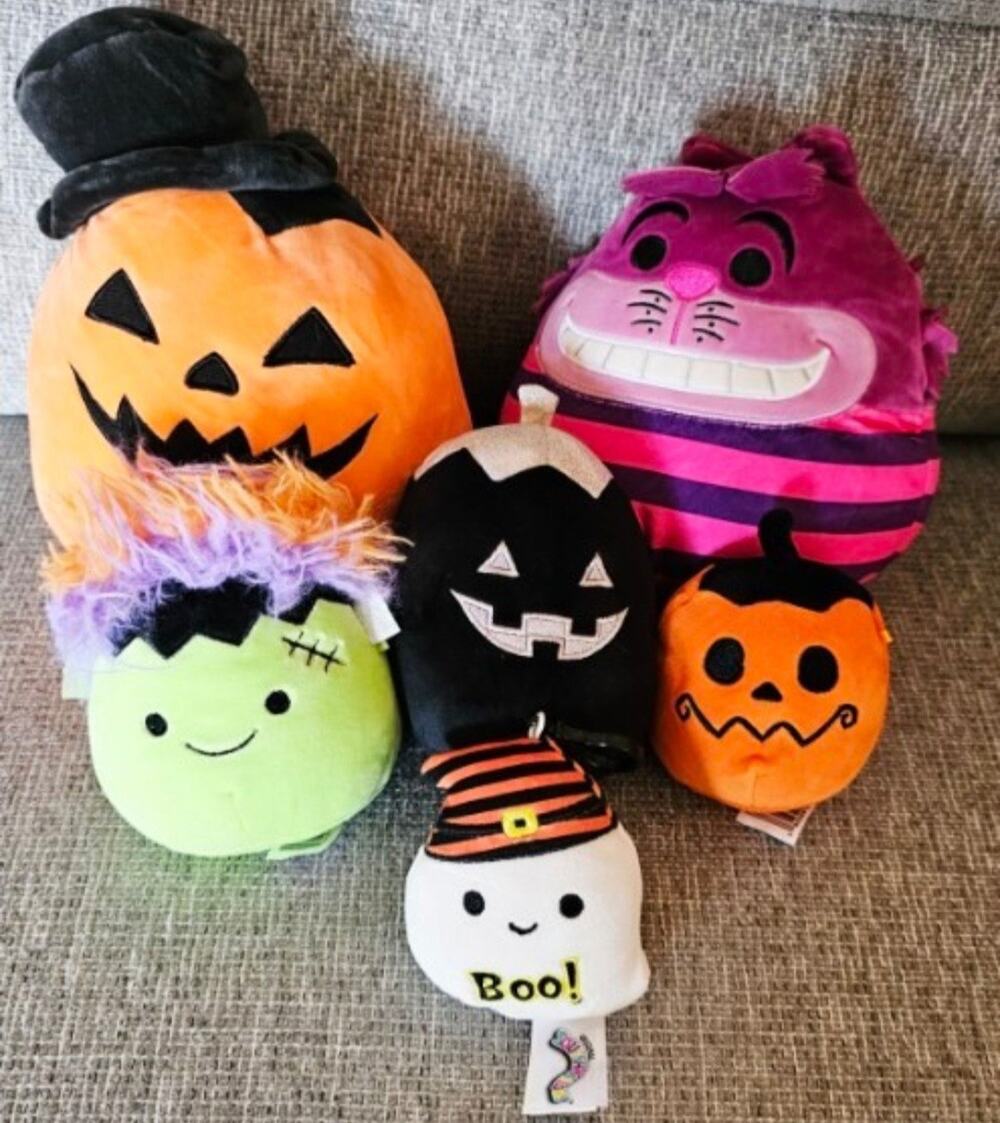 Lot of 6 Halloween Themed 4"-9" Squishmallows Plushies EUC